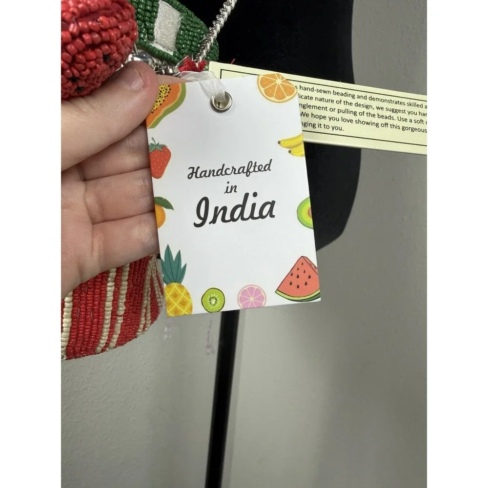 Hand-Beaded Strawberry Jam Bag Handmade Beaded Purse Made in India NWT Viral bag - Picture 3 of 12